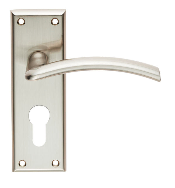 Serozzetta Trenta Lever on Euro Lock Backplate Satin Nickel SZR031YSN