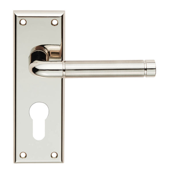 Serozzetta Quaranta Lever on Euro Lock Backplate Polished Nickel / Satin Nickel SZR041YPNSN