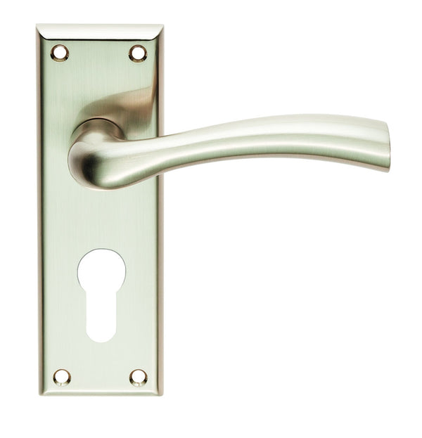 Serozzetta Cinquanta Lever on Euro Lock Backplate Satin Nickel SZR051YSN