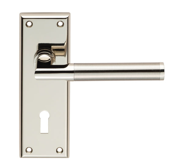 Serozzetta Sessanta Lever on Lock Backplate Polished Nickel / Satin Nickel SZR061PNSN