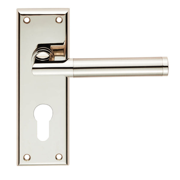 Serozzetta Sessanta Lever on Euro Lock Backplate Polished Nickel / Satin Nickel SZR061YPNSN