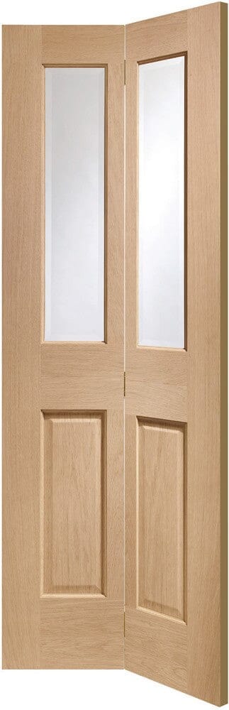 Malton Bifold Internal Oak Door with Clear Bevelled Glass
