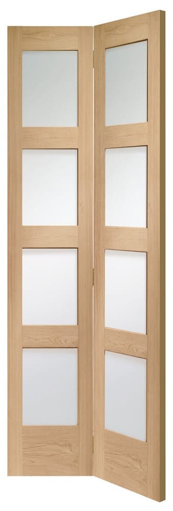 Shaker Bifold Internal Oak Door with Clear Glass