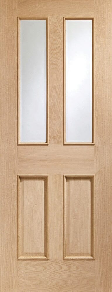 Malton With Raised Mouldings Internal Oak Door with Clear Bevelled Glass