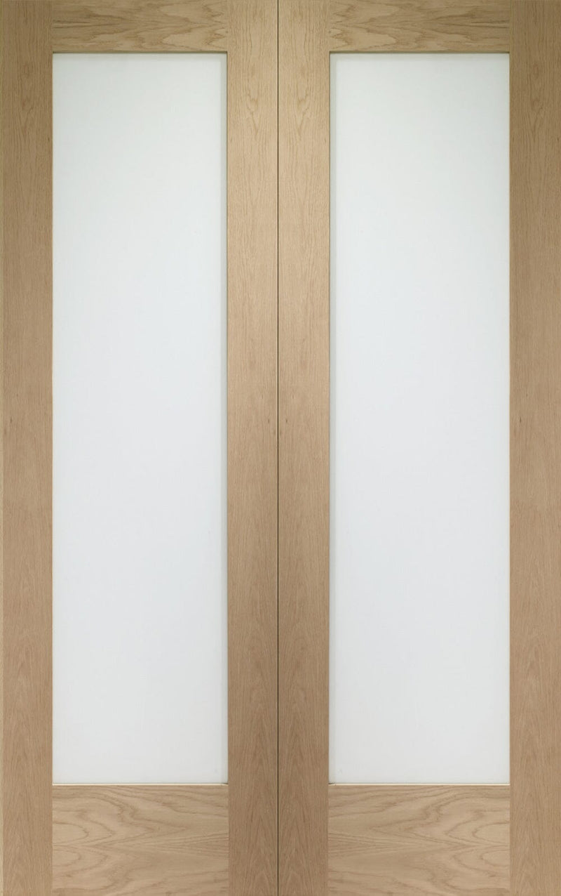 Oak Pattern 10 Internal French Doors with Obscure Glass