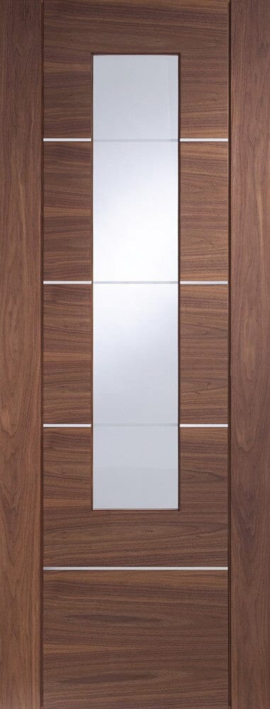 Portici Pre-finished Internal Walnut Door with Clear Etched Glass