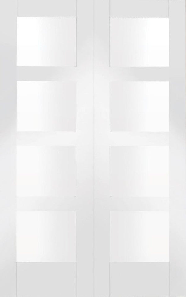 White Primed Shaker 4 Light Internal French Doors