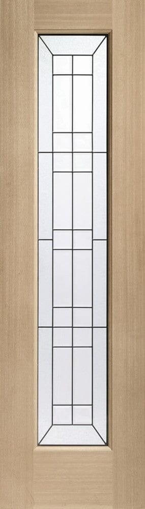 Bevelled Side Light Triple Glazed External Oak Door (Dowelled) with Black Caming