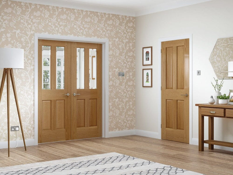 Malton Internal Oak Door with Clear Bevelled Glass