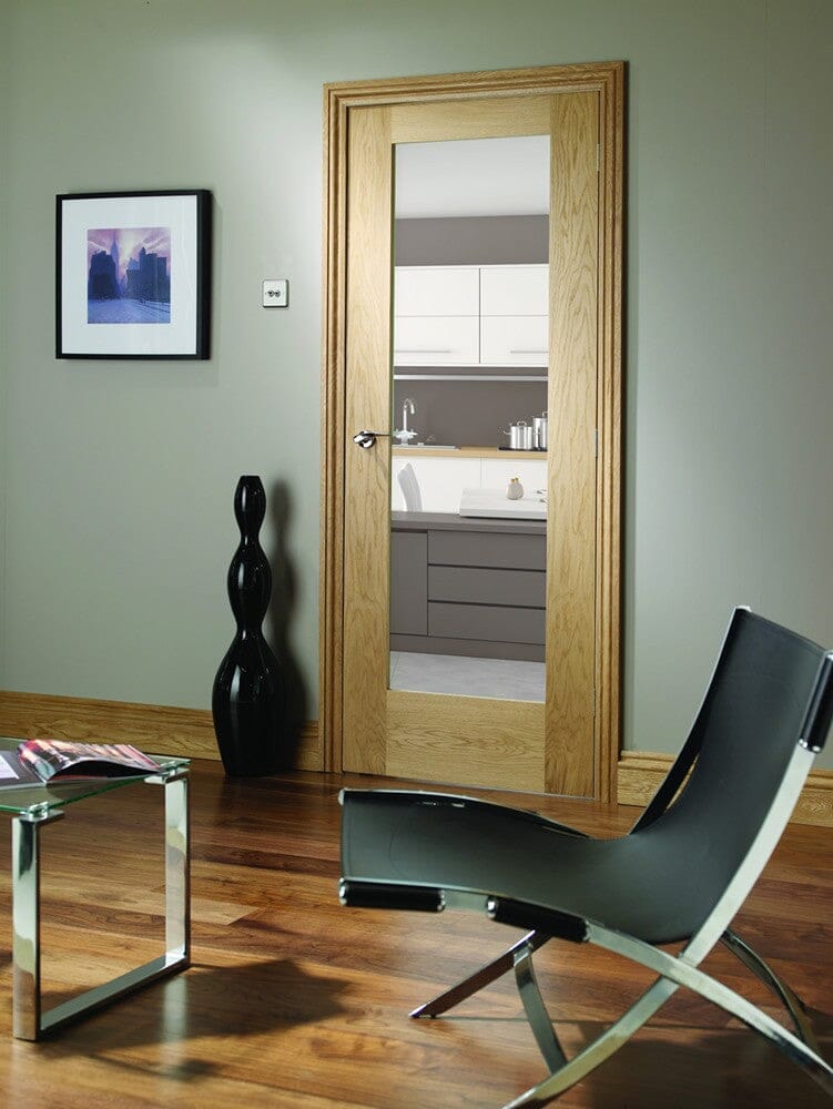 Pattern 10 Internal Oak Door with Clear Glass