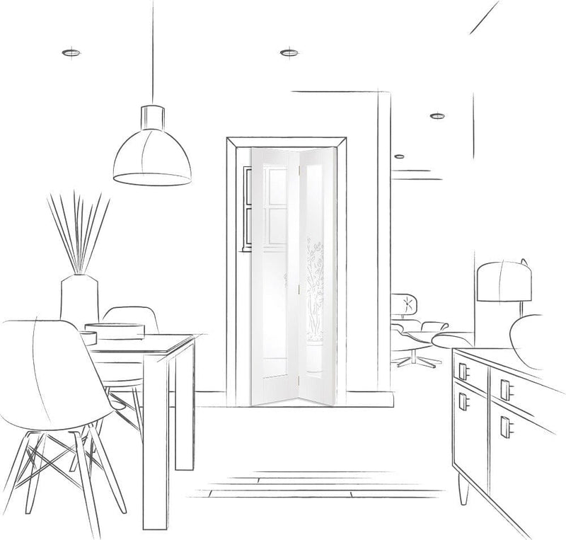 Pattern 10 Bi-Fold Internal White Primed Door with Clear Glass