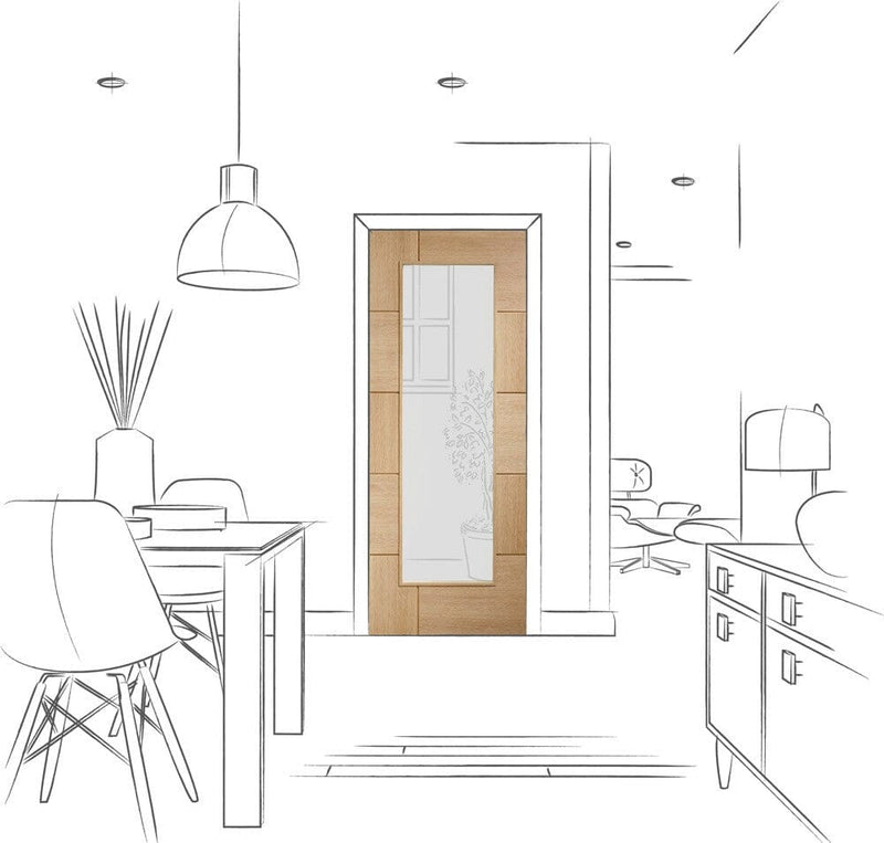 Ravenna Internal Oak Pre-Finished Door with Clear Glass Internal Door XL Joinery 