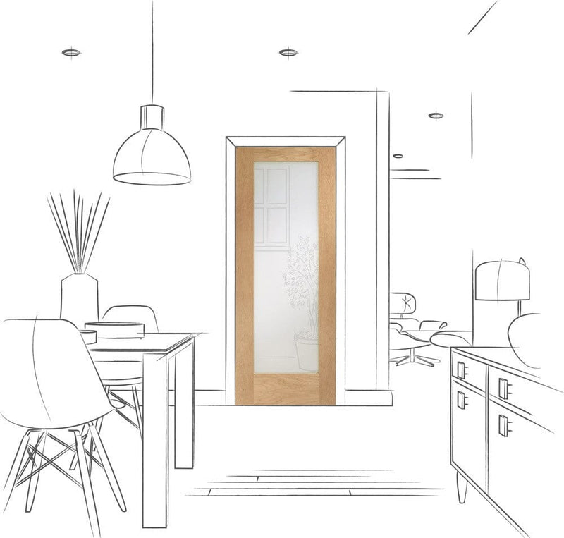 Pattern 10 Internal Oak Fire Door with Clear Glass