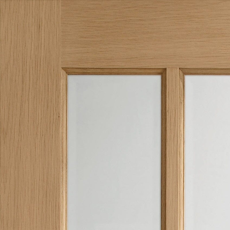 SA77 Internal Oak Door with Clear Bevelled Glass