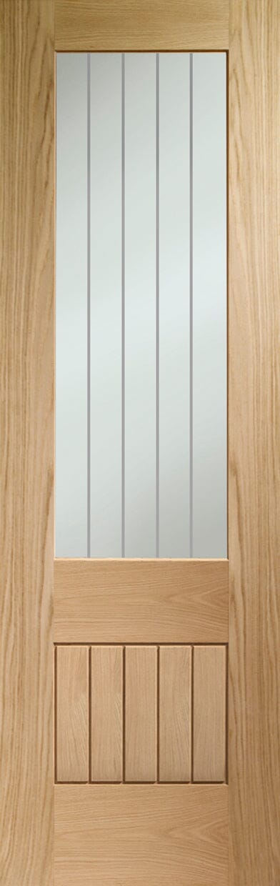 Suffolk Essential Oak 2XG Pre-Finished Internal Door with Clear Etched Glass