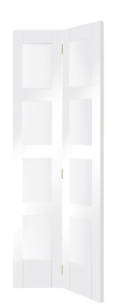 Shaker Bifold Internal White Primed Door with Clear Glass