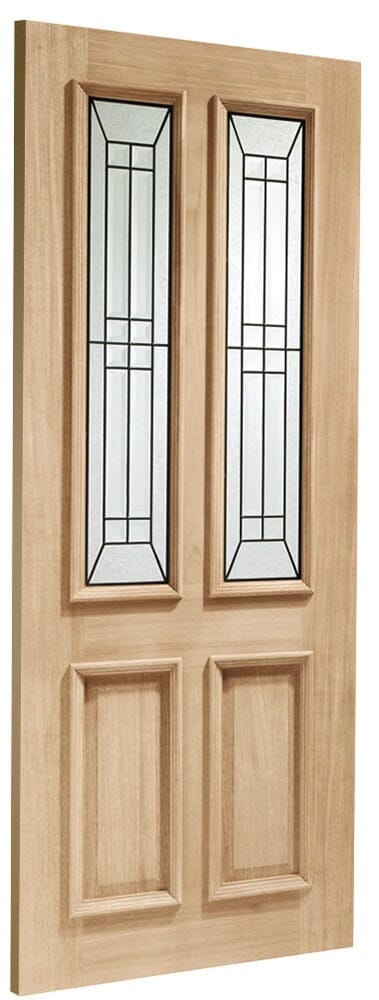 Malton Diamond Triple Glazed External Oak Door (M&T) with Black Caming
