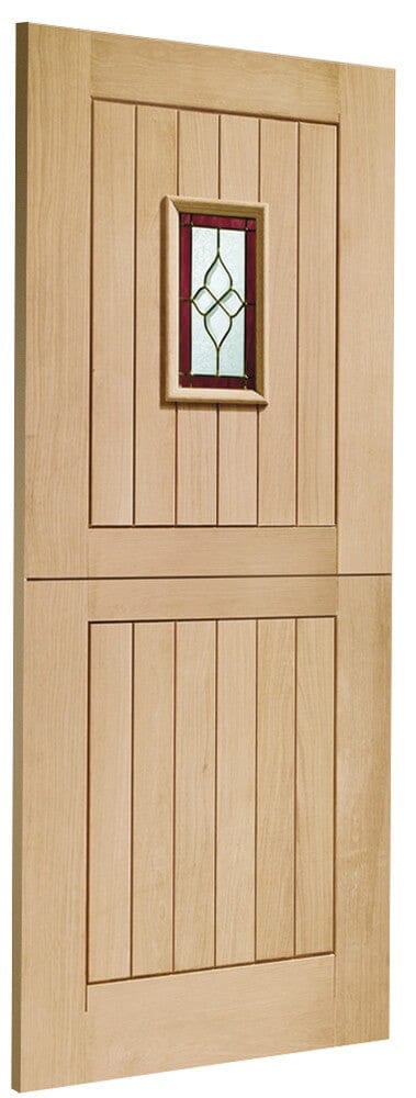 Chancery Stable Triple Glazed External Oak Door (M&T) with Brass Caming