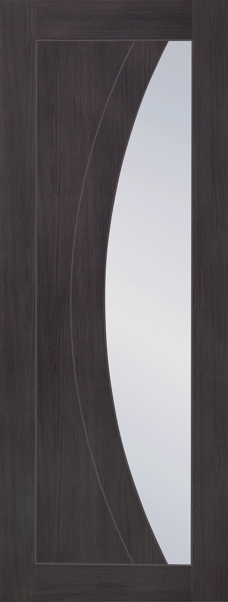 Laminate Umber Grey Salerno Pre-Finished Internal Door with Clear Glass