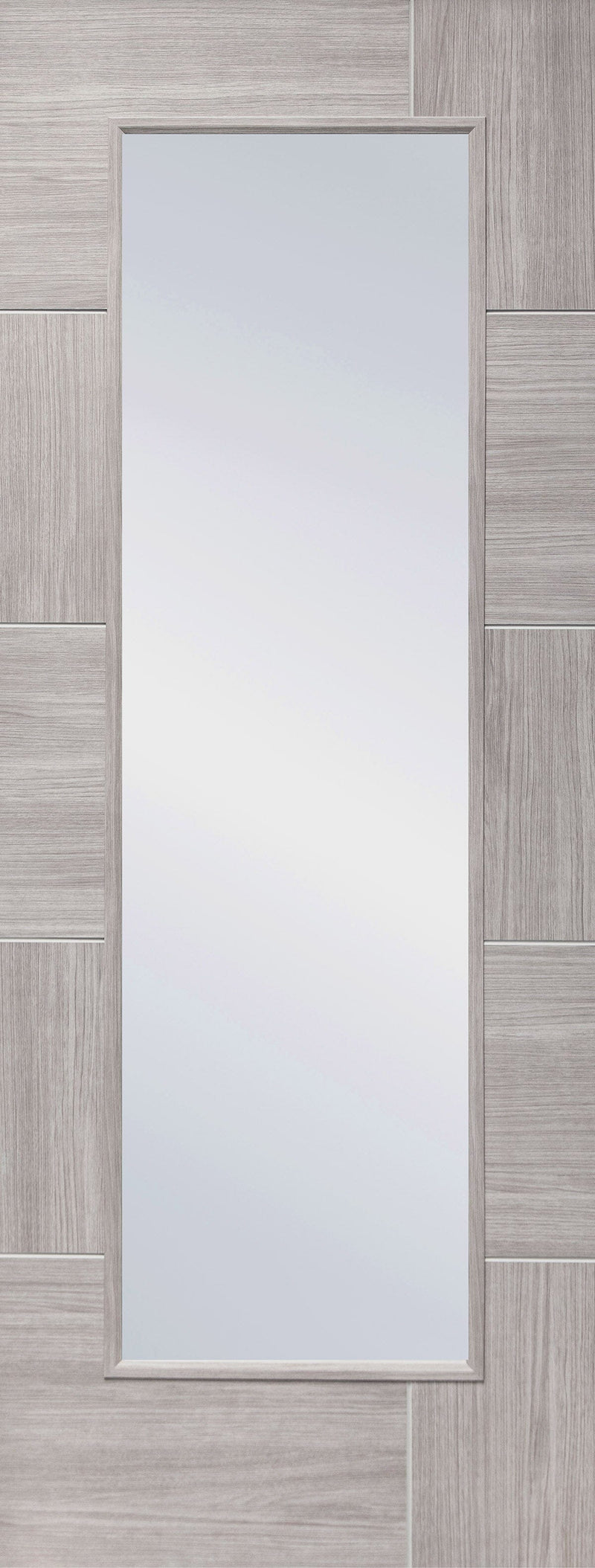 Laminate White Grey Ravenna Pre-Finished Internal Door with Clear Glass