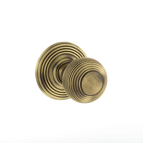 Old English Ripon Solid Brass Reeded Mortice Knob Concealed Fix Rose