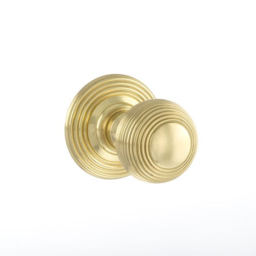 Old English Ripon Solid Brass Reeded Mortice Knob Concealed Fix Rose