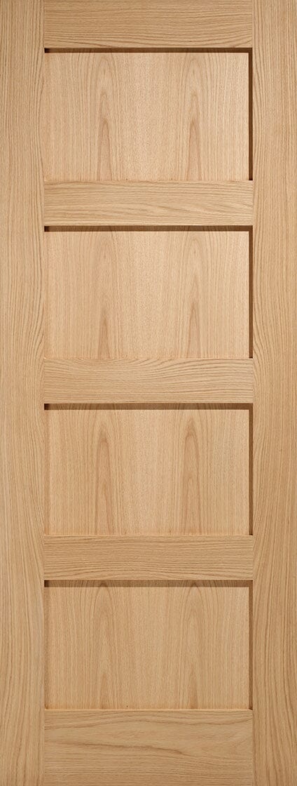 Shaker Oak 4 Panel Unfinished Internal Fire Door FD30