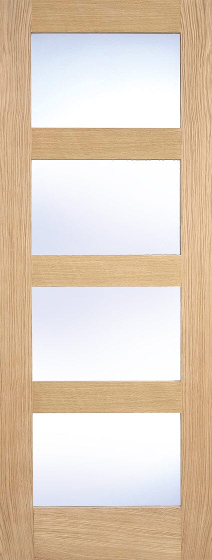 Shaker Oak 4 Light Pre-Finished Glazed Clear Glass Internal Door