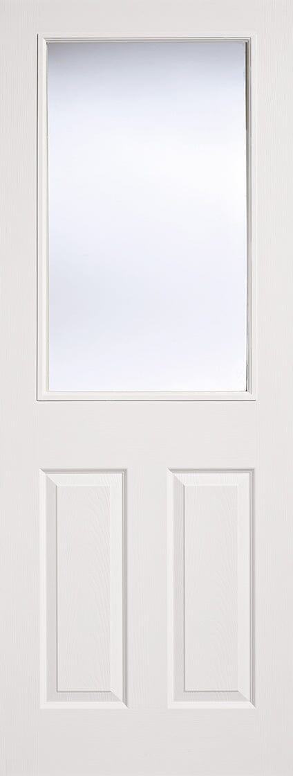 White Moulded Glazed 2 Panel 1 Light Primed Internal Door