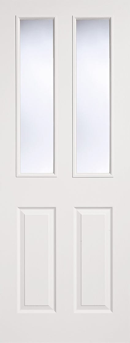 White Moulded Glazed 2 Panel 2 Light Primed Internal Door