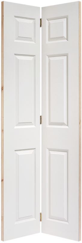 White Moulded Textured 6 Panel Bi-Fold Internal Bi-fold Door