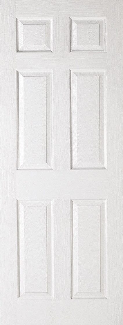 White Moulded Textured 6 Panel Internal Fire Door FD30