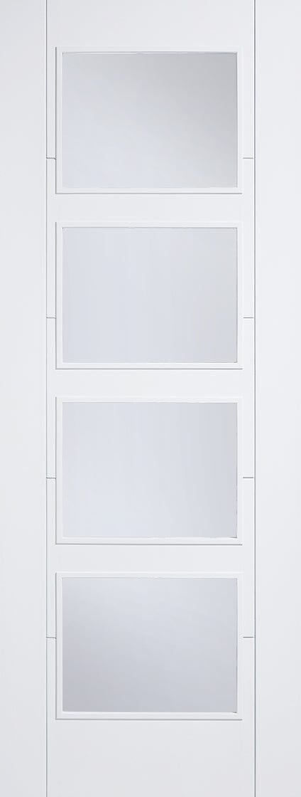 White Vancouver Glazed 4 Light Clear Primed Internal Fire Door FD30